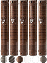 Load image into Gallery viewer, Plastic MEZUZAH CASE  Semiround Brown Wood Color, silver shin Waterproof Rubber Cork  Sold in unit of 5 pcs.
