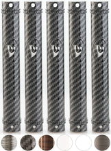 Load image into Gallery viewer, Plastic MEZUZAH CASE  Semiround Carbon Fiber (Black - Silver) Silver shin Waterproof Rubber Cork Sold in unit of  5 pcs.
