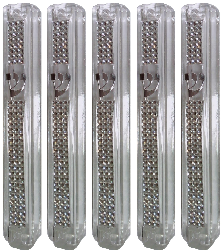 Plastic MEZUZAH CASE CLEAR with Stones 2965 Silver shin