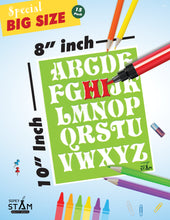Load image into Gallery viewer, Plastic tracing Stencils Set for Children Alphabet and Number Drawing Painting Pretty Great Fonts for Yearbook (8x10 inches) 15 Pack (ABC Alphabet and Number)
