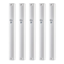 Load image into Gallery viewer, PLASTIC MEZUZAH CASE Rectangle Shape WHITE COLOR Silver Shin waterproof Sold in unit of 5 pcs
