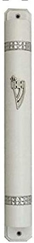 Wooden Mezuzah Case Holder White Color Water Proof with Back with Chain Design