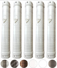 Load image into Gallery viewer, PLASTIC MEZUZAH CASE White and Silver Lines  Semiround silver shin self Stick Waterproof Rubber Cork Sold in unit of 5 pcs
