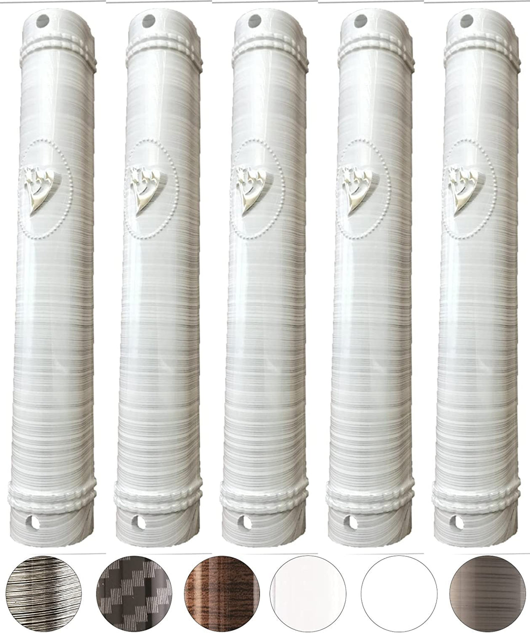 PLASTIC MEZUZAH CASE White and Silver Lines  Semiround silver shin self Stick Waterproof Rubber Cork Sold in unit of 5 pcs