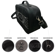 Load image into Gallery viewer, Tallit and Tefillin Faux Leather Prayer Travel Tote Bag Rain Proof Carry Handle And shoulder strap Black Embroidery
