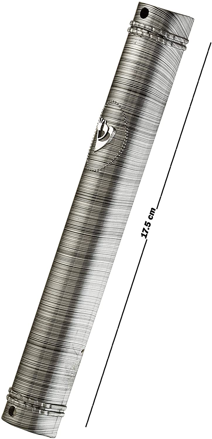 PLASTIC MEZUZAH CASE Black and Silver Lines  Semiround silver shin self Stick Waterproof Rubber Cork Sold in unit of  5 pcs