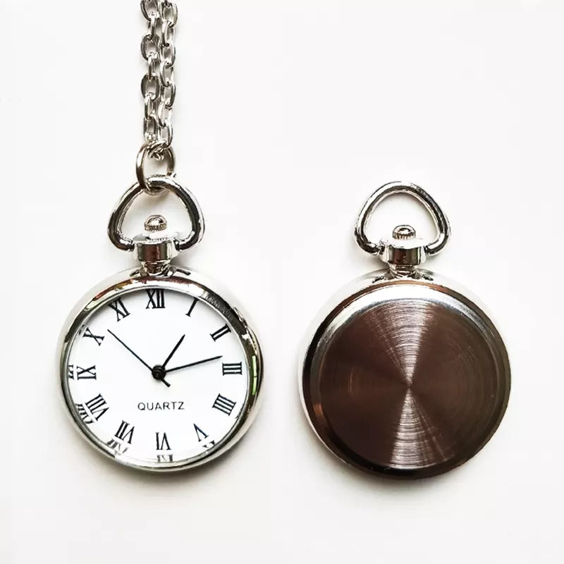 high quality medium size lidless quartz pocket watch pendant with 360mm Hook Chain