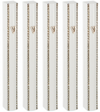 Load image into Gallery viewer, Aluminium Mezuzah case 15cm- White With Chain Design 5 pcs
