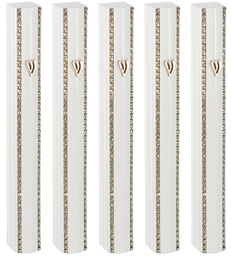 Aluminium Mezuzah case 15cm- White With Chain Design 5 pcs