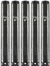 Load image into Gallery viewer, Plastic MEZUZAH CASE Black And Silver lines  with Stones Silver shin Waterproof Rubber Cork
